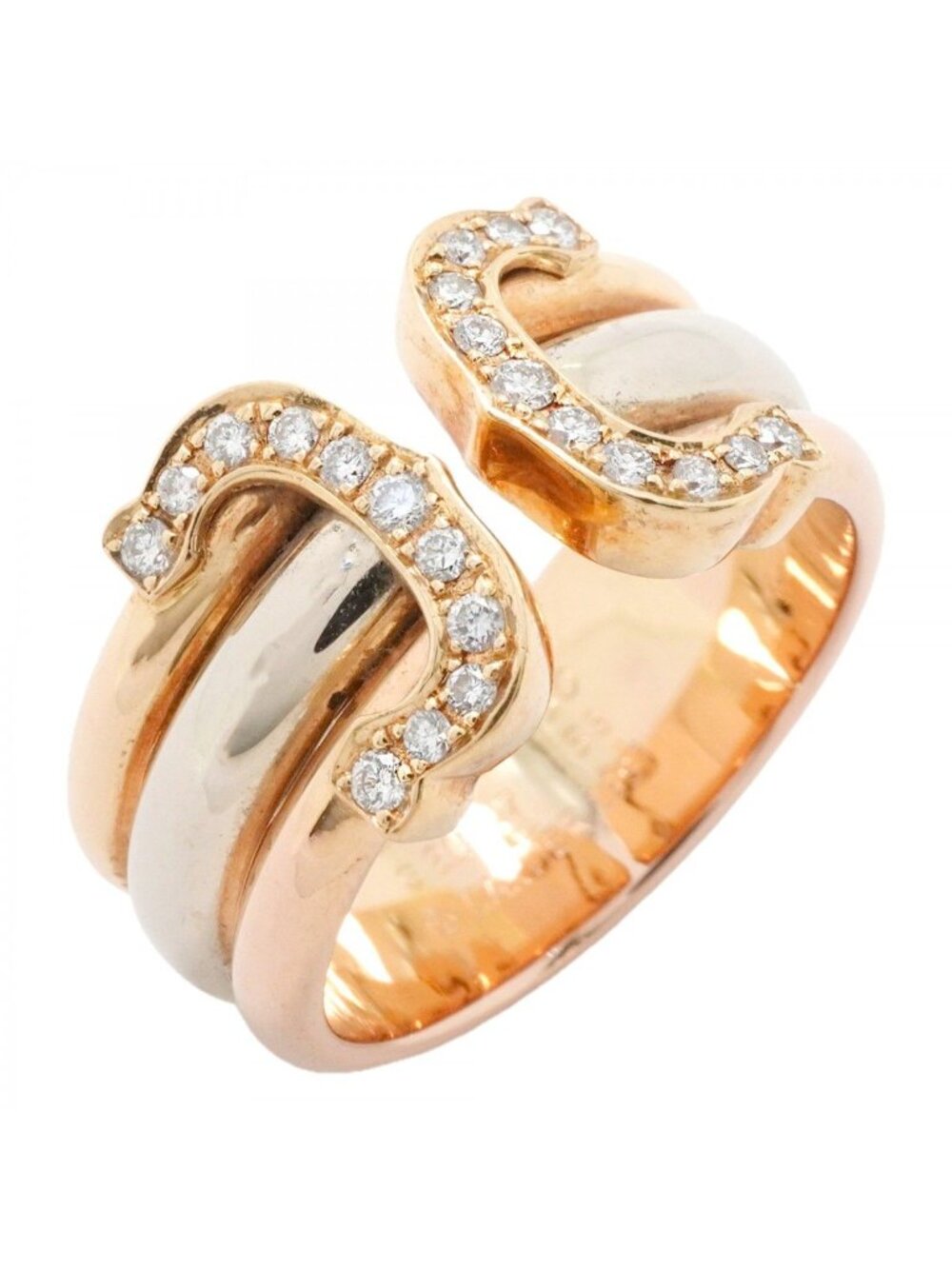 Cartier Ring 2C 18k Yellow Gold 18k White 18k Pink Diamond